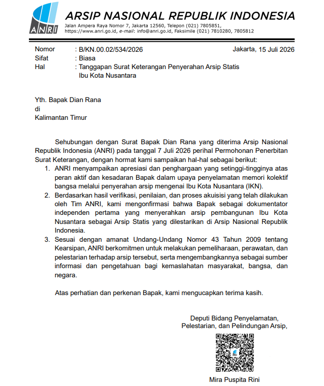 Surat ANRI Dian Rana